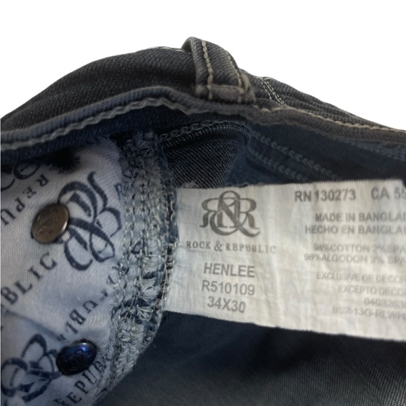 Rock & Republic Henlee Jeans Men’s 34x30 Dark Wash Straight Modern Denim - Picture 4 of 6